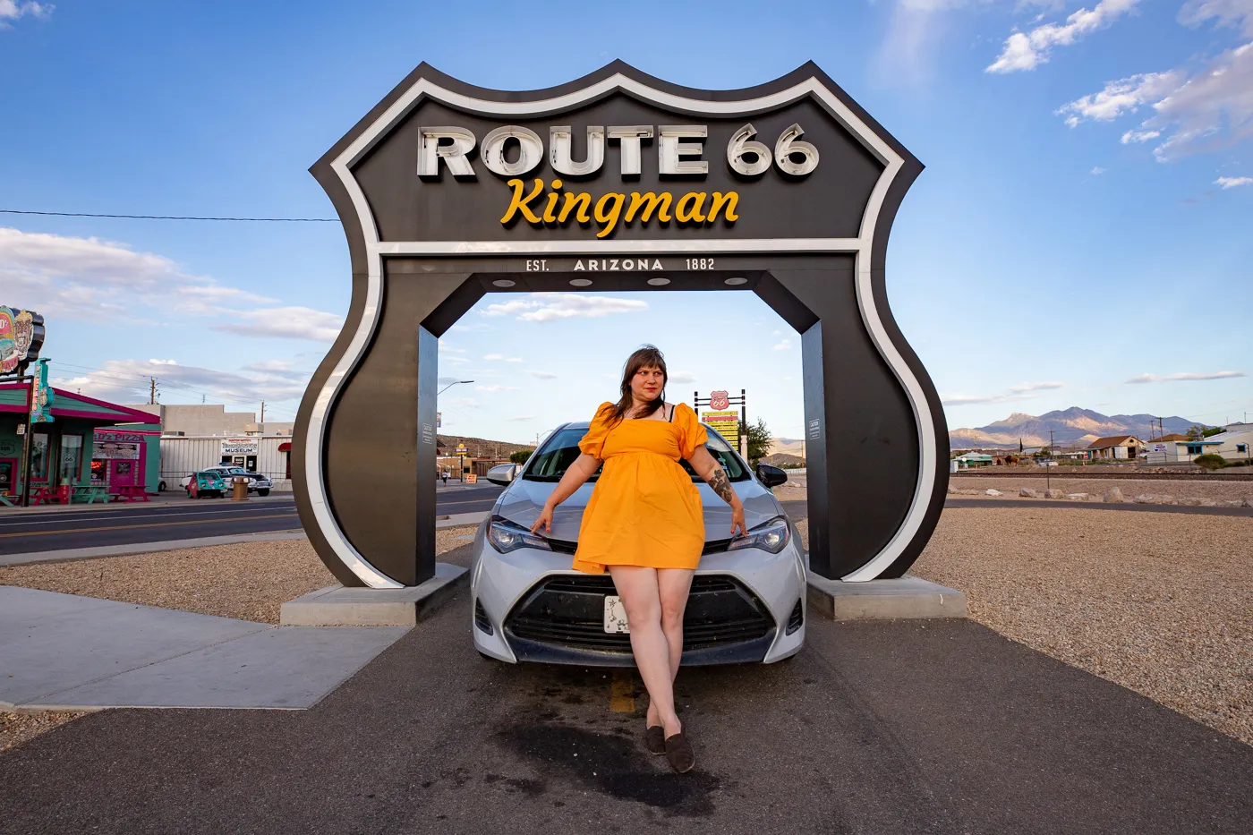 Route 66 Drive-Thru Shield in Kingman, Arizona - Route 66 Roadside Attraction