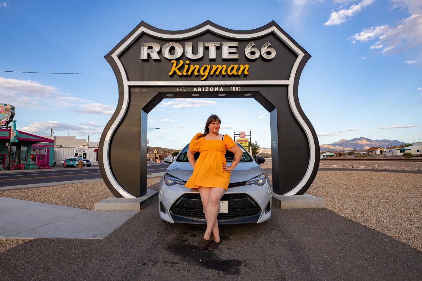 Route 66 Drive-Thru Shield in Kingman, Arizona - Route 66 Roadside Attraction