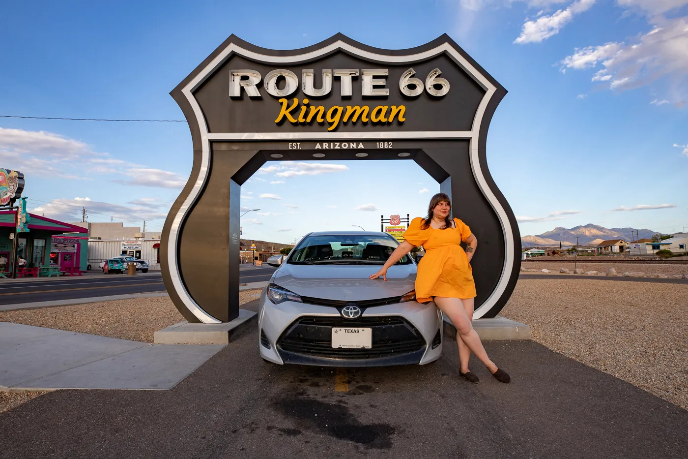 Route 66 Drive-Thru Shield in Kingman, Arizona - Route 66 Roadside Attraction