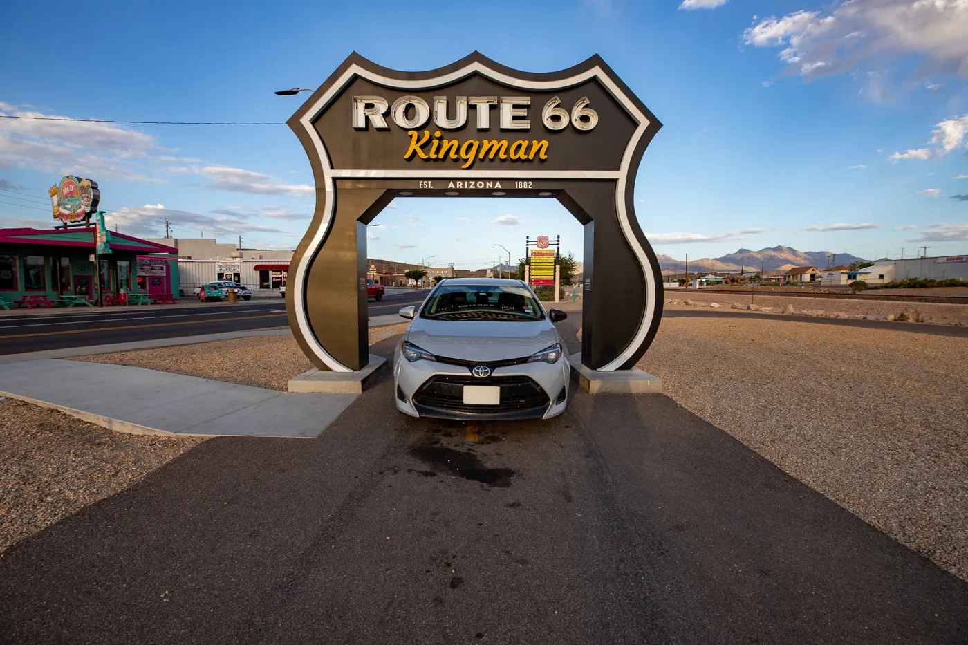 Route 66 Drive-Thru Shield in Kingman, Arizona - Route 66 Roadside Attraction