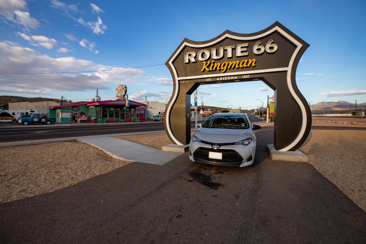 Route 66 Drive-Thru Shield in Kingman, Arizona - Route 66 Roadside Attraction