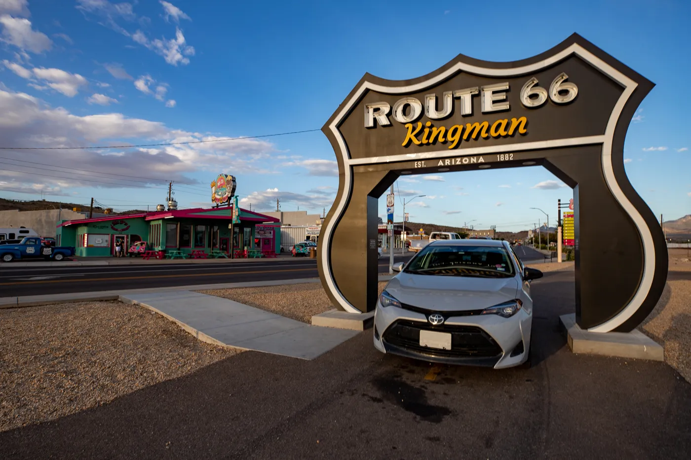 Route 66 Drive-Thru Shield in Kingman, Arizona - Route 66 Roadside Attraction