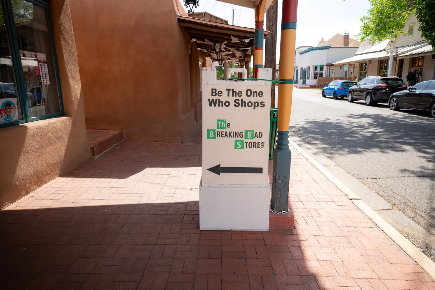 Sign in front of the Breaking Bad Store & Museum in Albuquerque, New Mexico