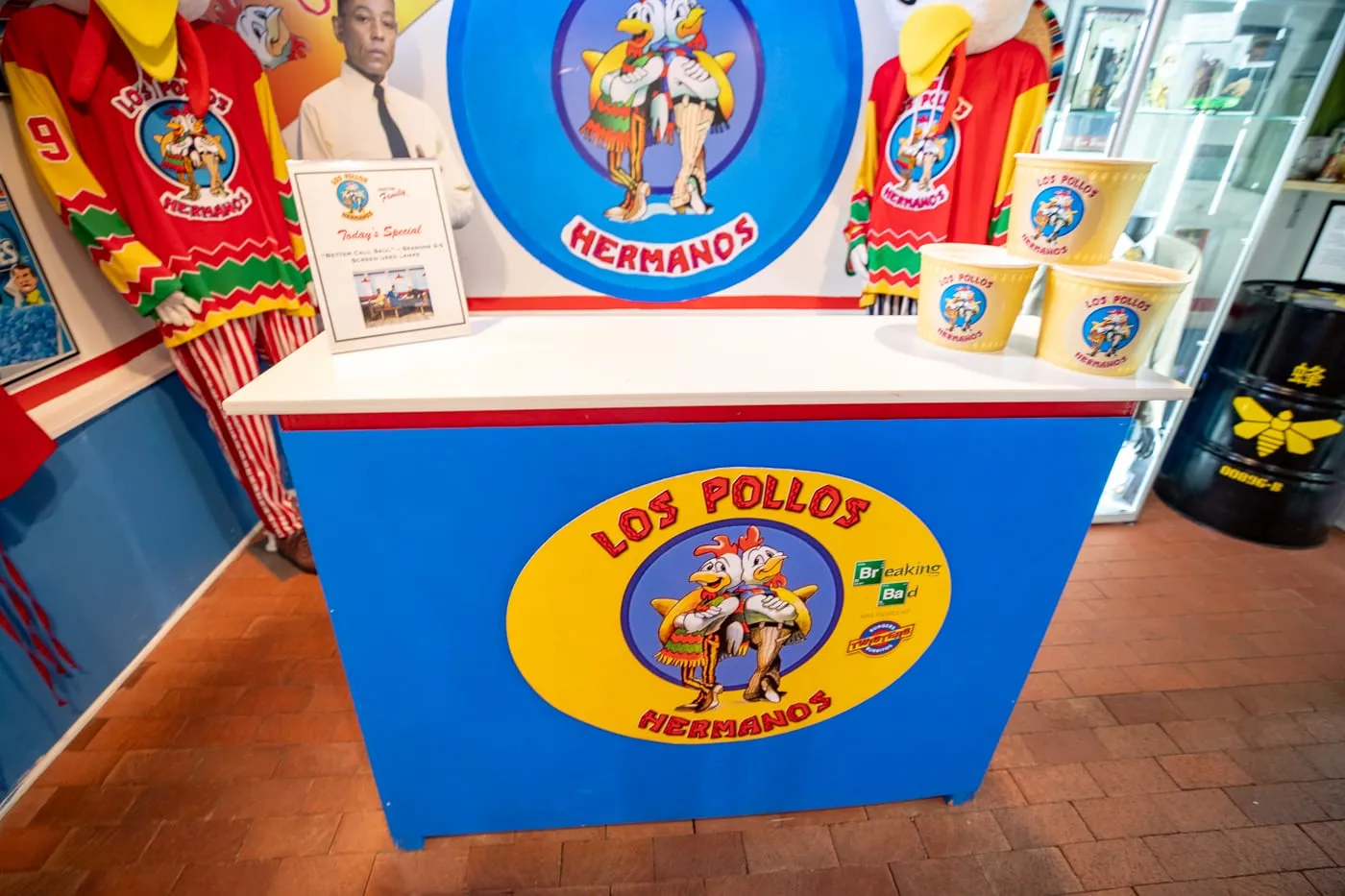 Los Pollos Hermanos fast food Photo Op at the Breaking Bad Store & Museum in Albuquerque, New Mexico