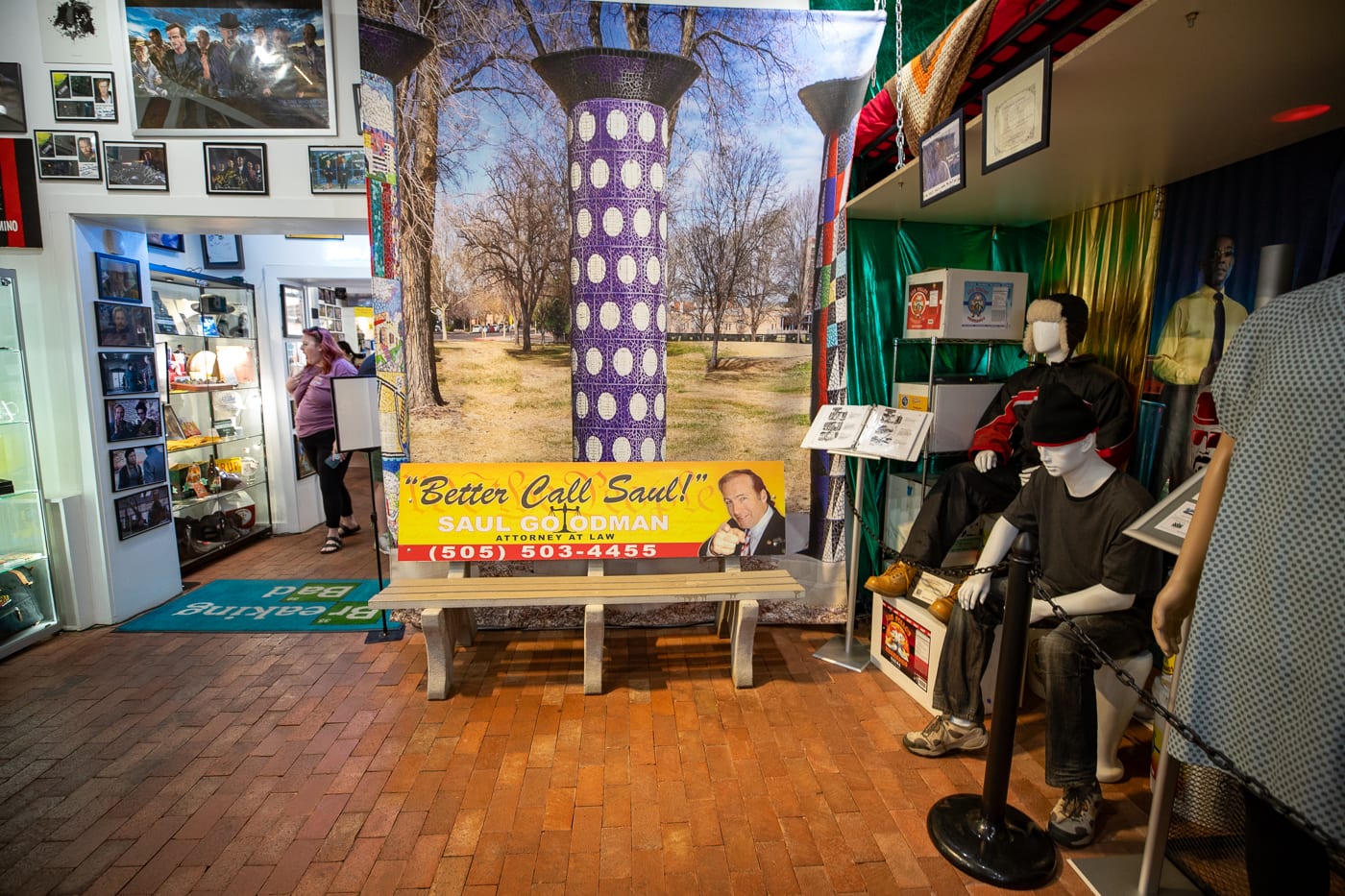 Better Call Saul Bench photo op at the Breaking Bad Store & Museum in Albuquerque, New Mexico