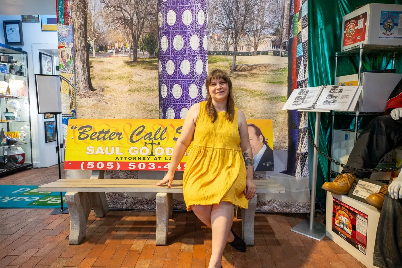 Better Call Saul Bench photo op at the Breaking Bad Store & Museum in Albuquerque, New Mexico