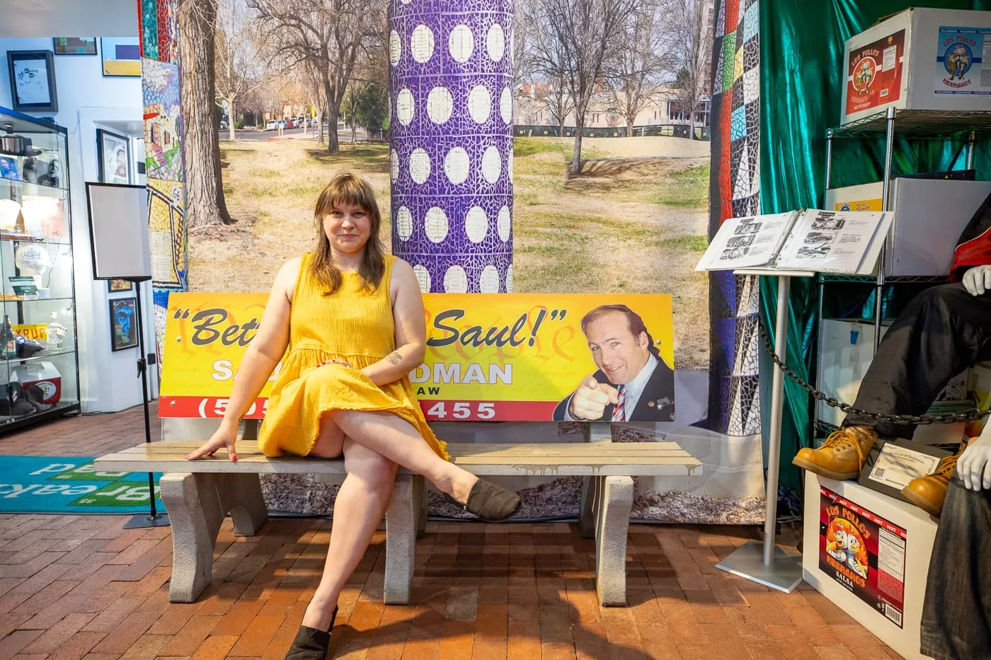 Better Call Saul Bench photo op at the Breaking Bad Store & Museum in Albuquerque, New Mexico