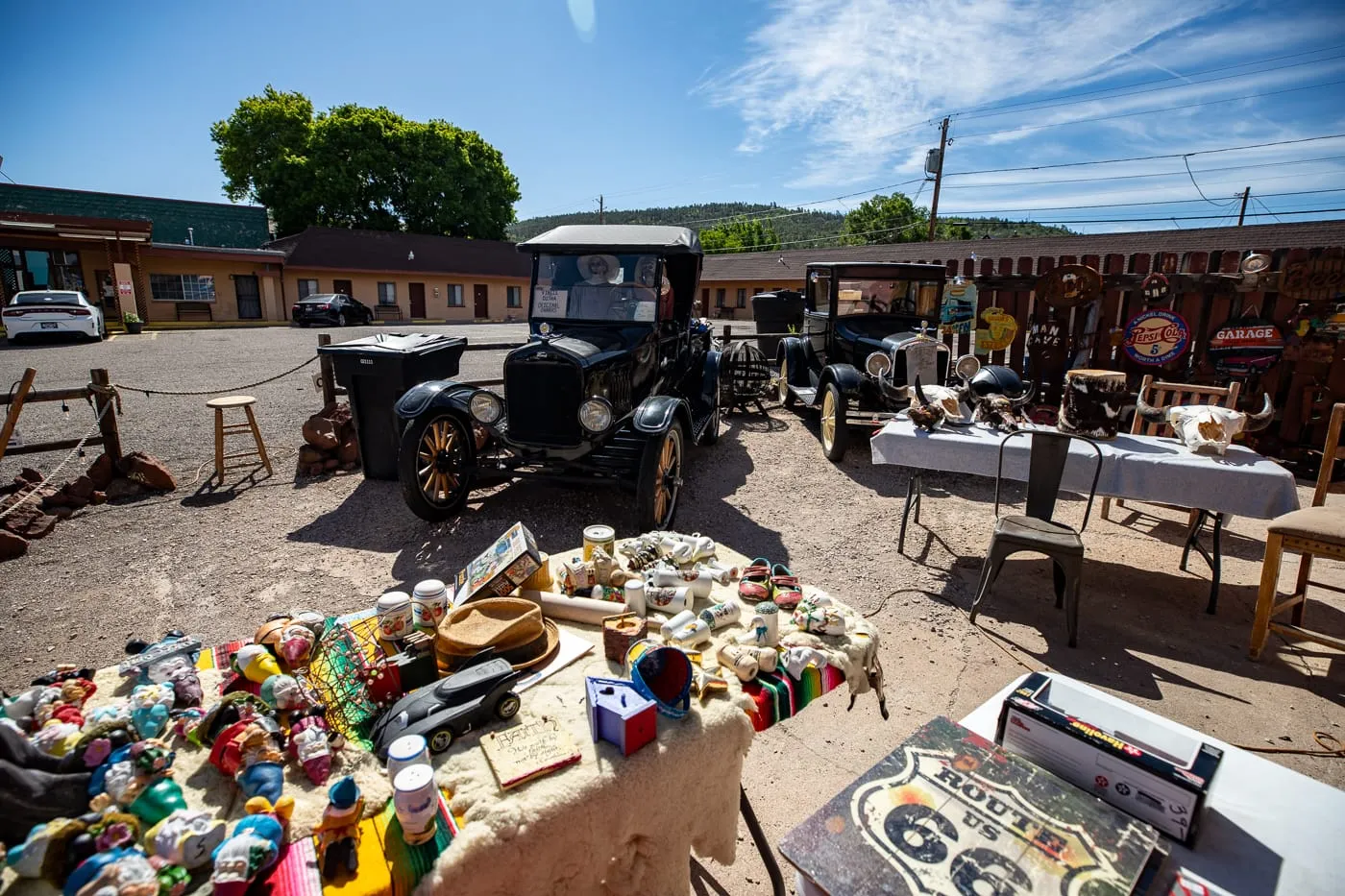 Cars of the Mother Road in Williams, Arizona Route 66 Roadside Attraction