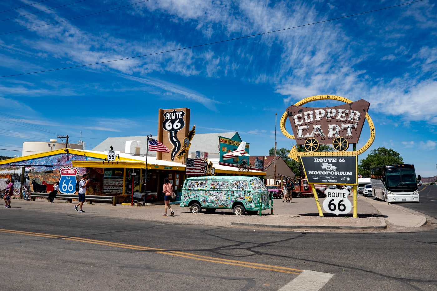 Copper Cart and Route 66 Motoporium in Seligman, Arizona Route 66 roadside attraction