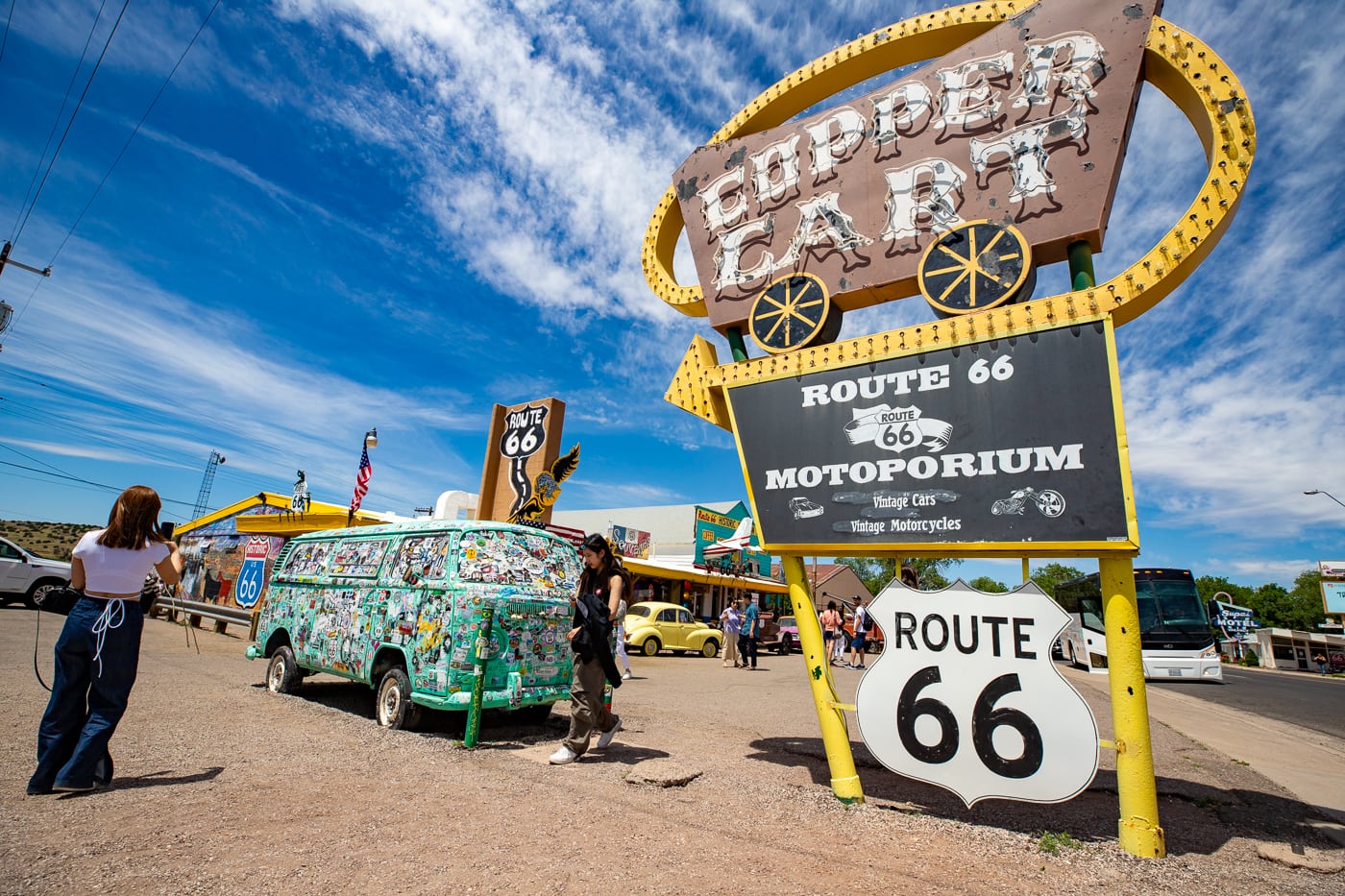 Copper Cart and Route 66 Motoporium in Seligman, Arizona Route 66 roadside attraction