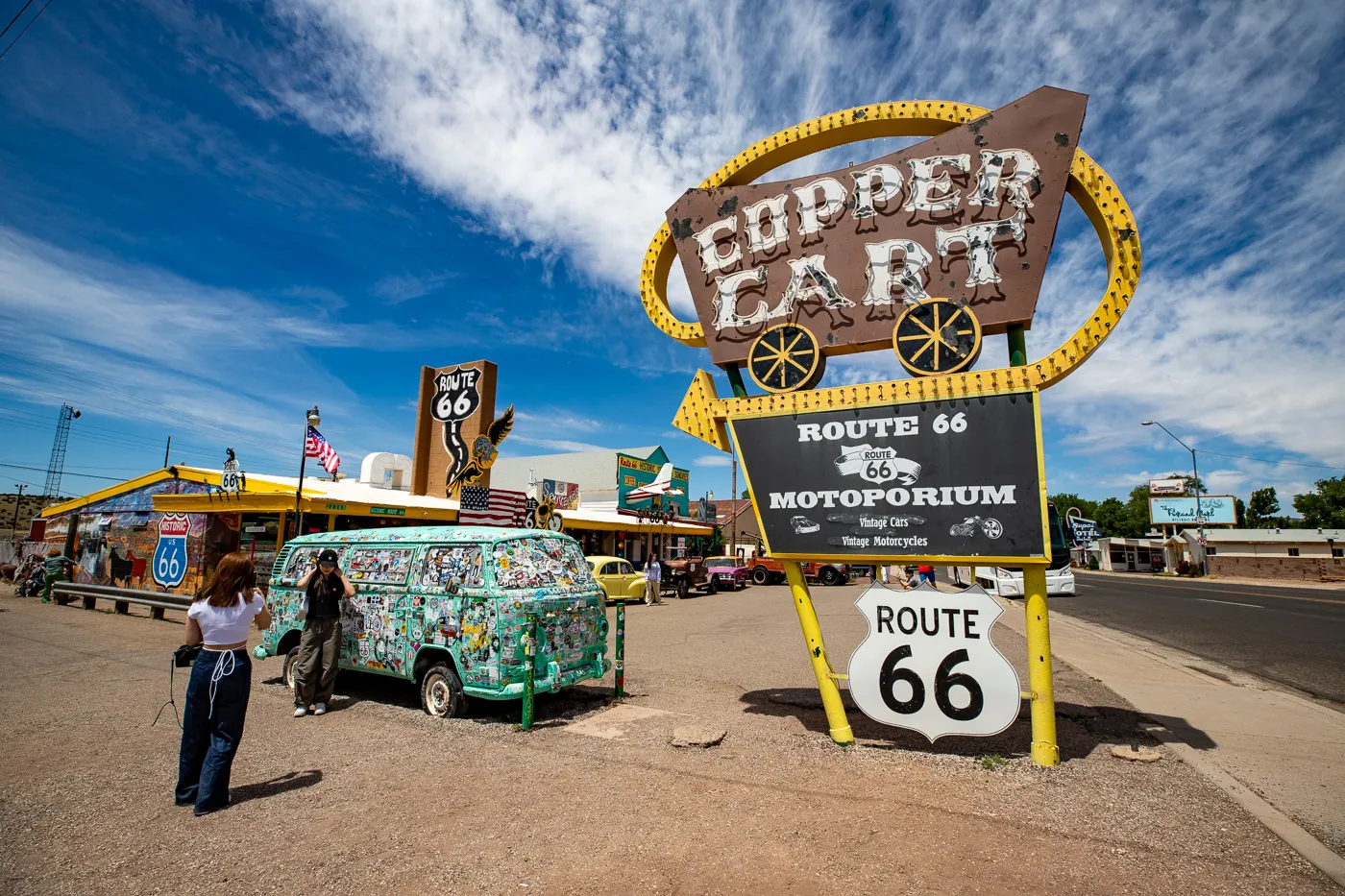 Copper Cart and Route 66 Motoporium in Seligman, Arizona Route 66 roadside attraction