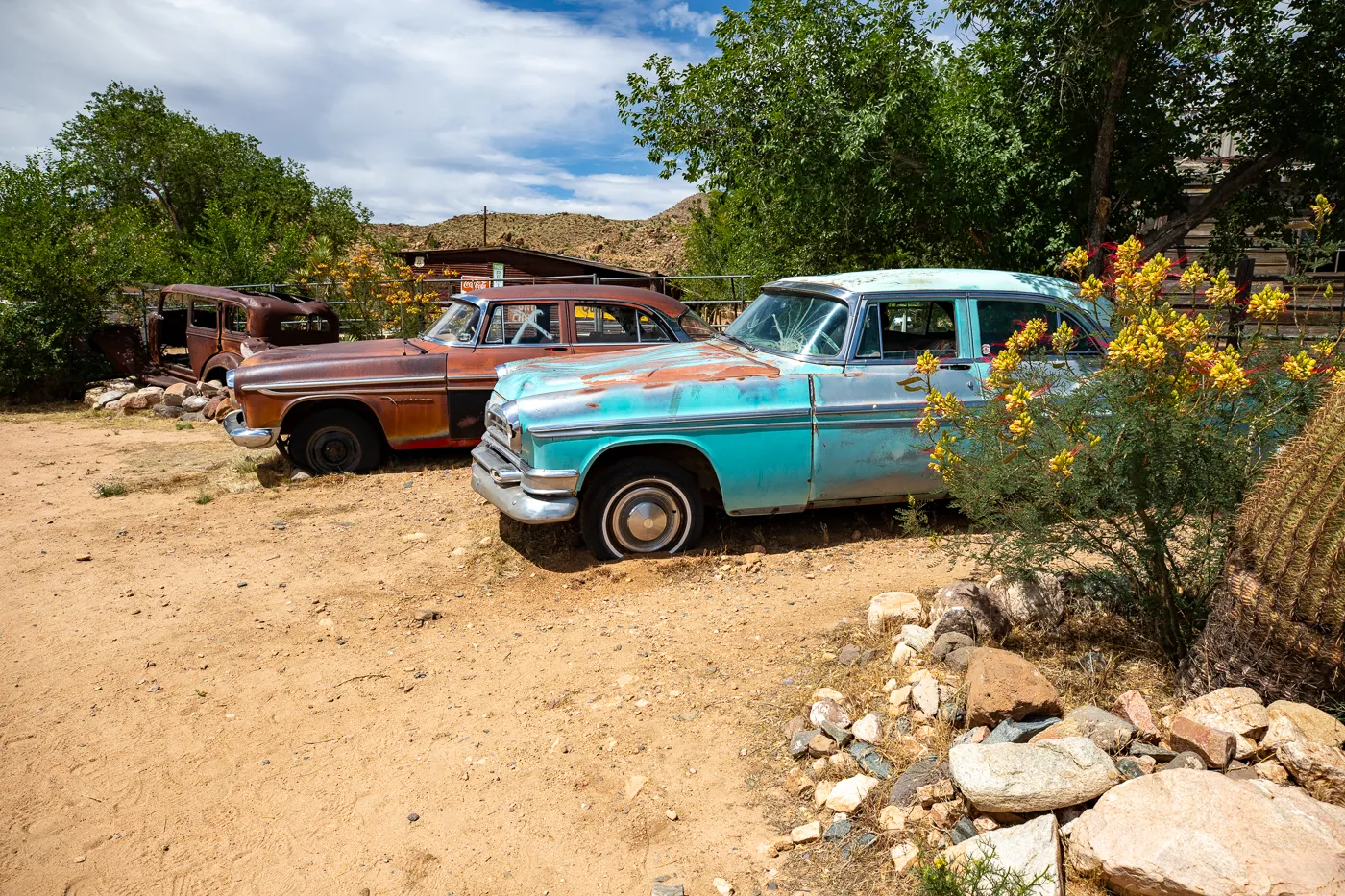 Vintage cars at Hackberry General Store in Kingman, Arizona Route 66 Roadside Attraction and Souvenir Shop