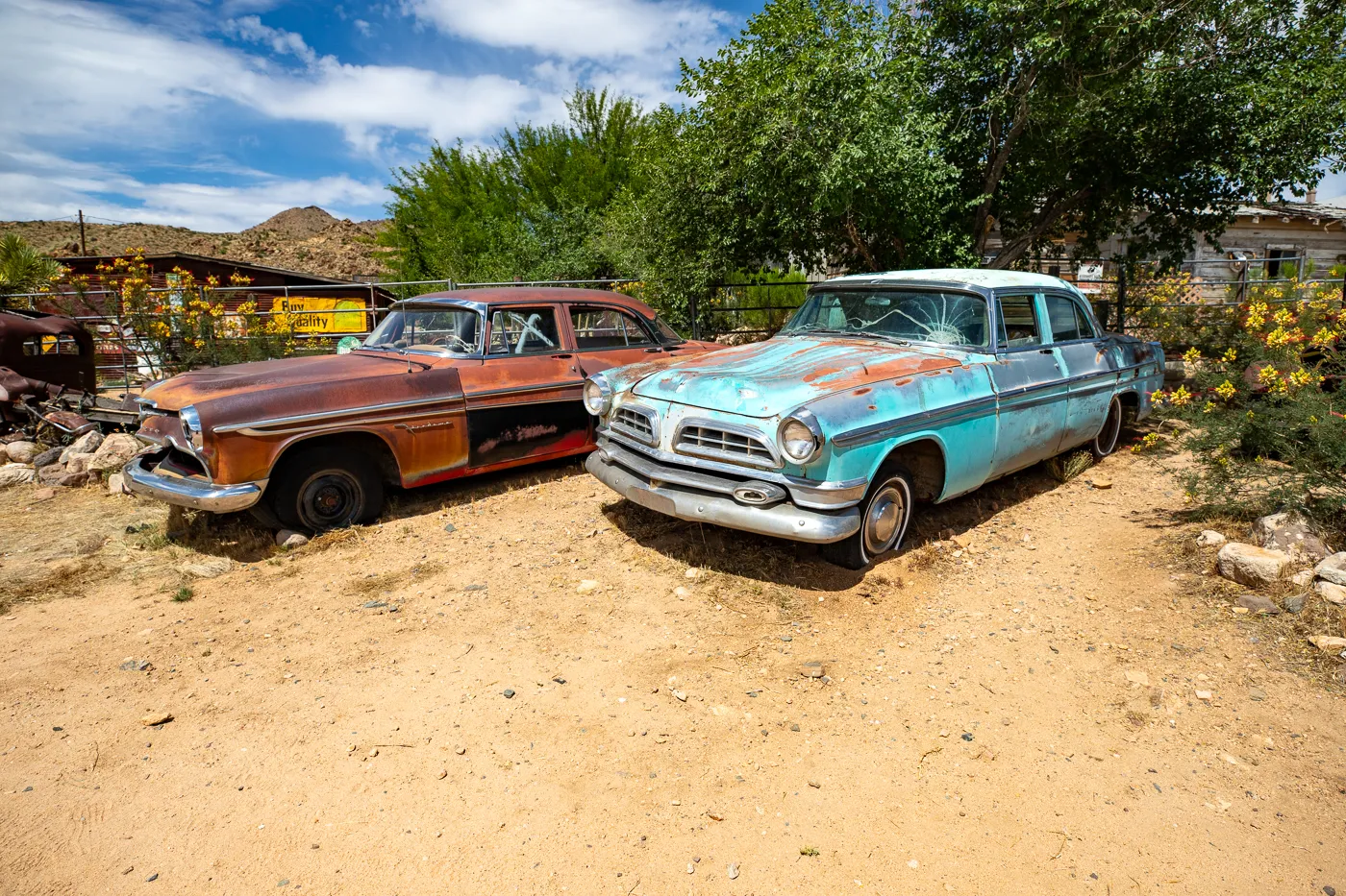 Vintage cars at Hackberry General Store in Kingman, Arizona Route 66 Roadside Attraction and Souvenir Shop