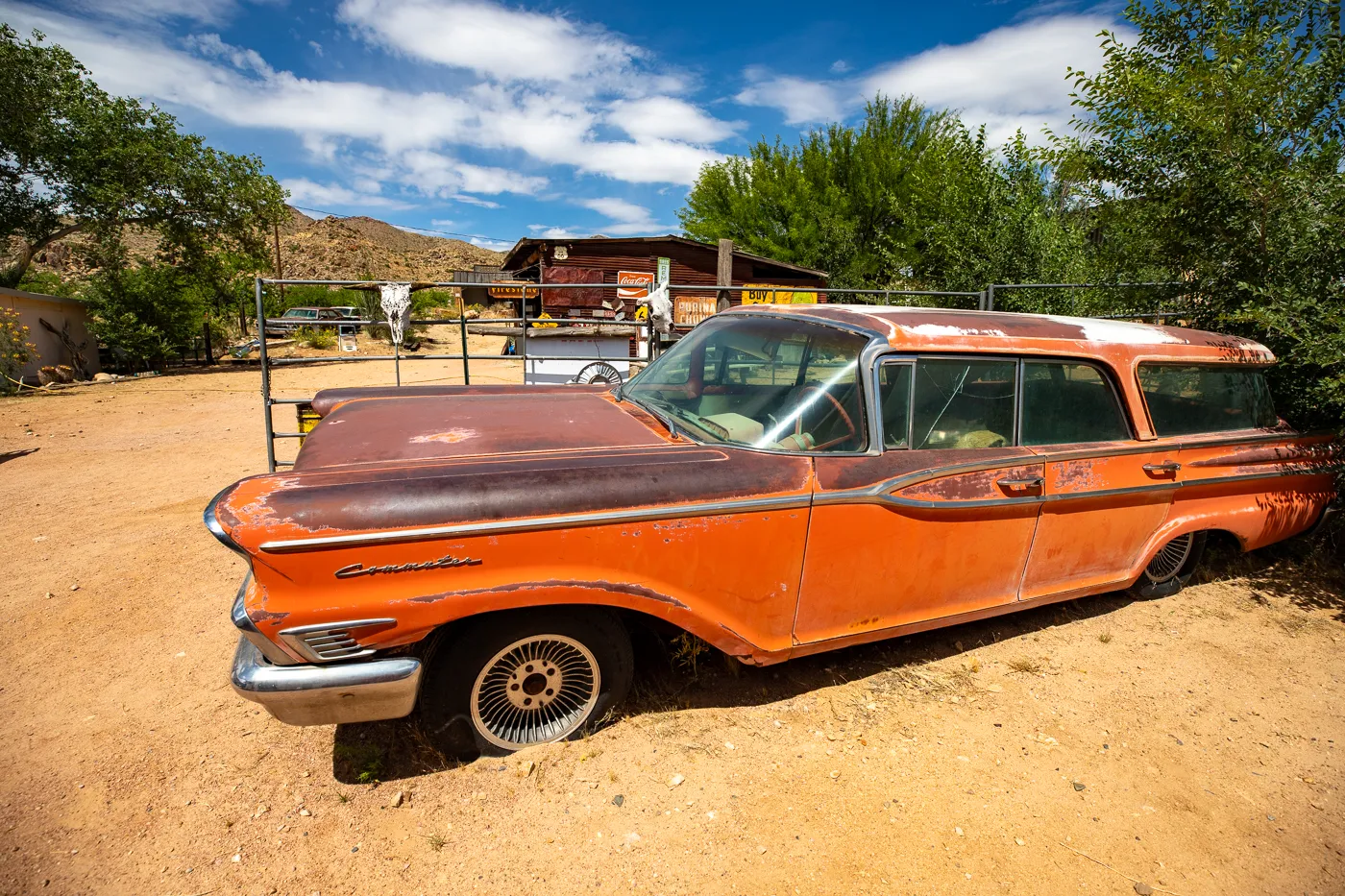 Vintage cars at Hackberry General Store in Kingman, Arizona Route 66 Roadside Attraction and Souvenir Shop