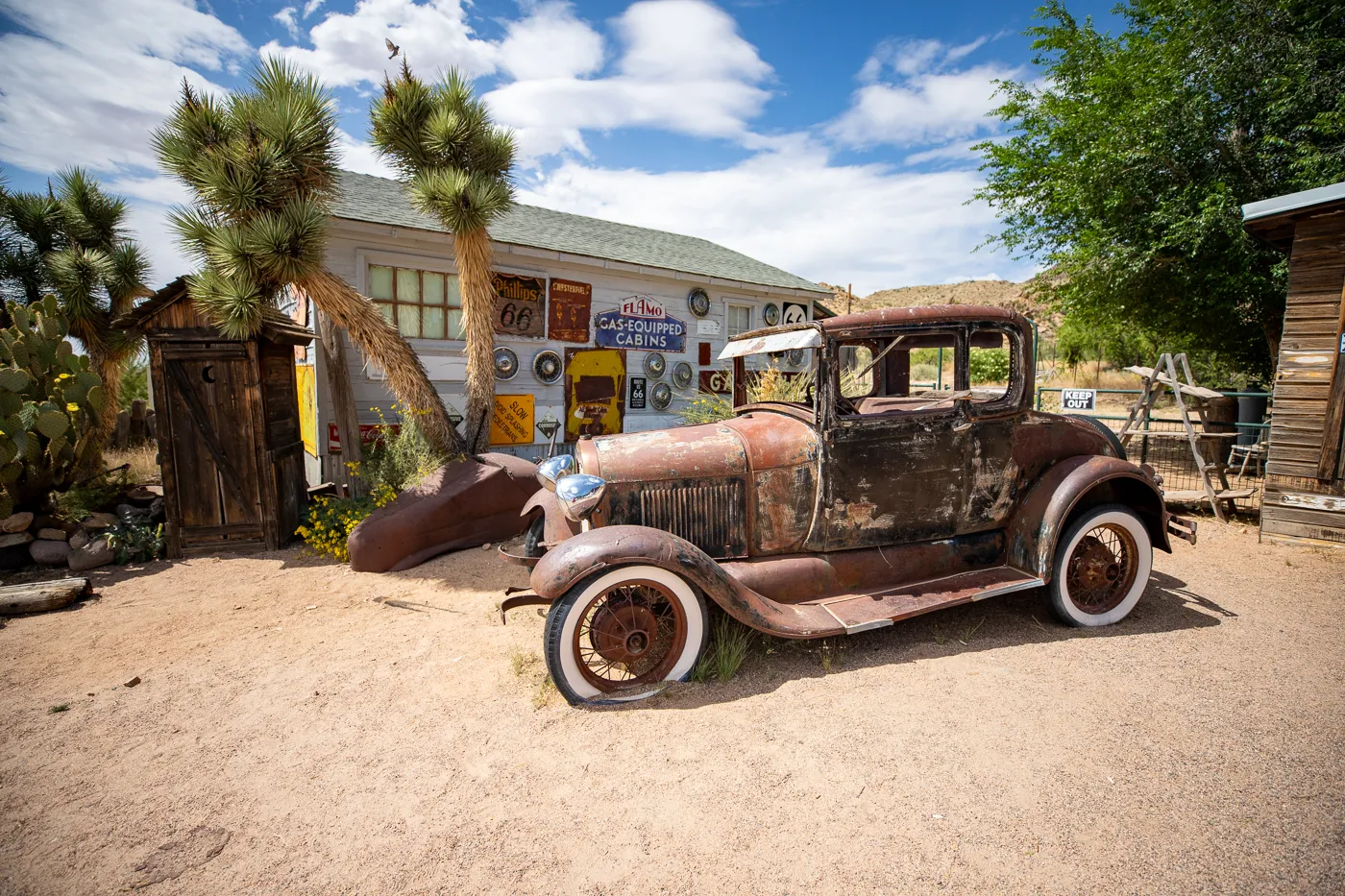 Vintage cars at Hackberry General Store in Kingman, Arizona Route 66 Roadside Attraction and Souvenir Shop