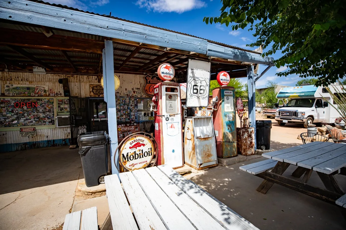 Vintage Gas pumps at Hackberry General Store in Kingman, Arizona Route 66 Roadside Attraction and Souvenir Shop