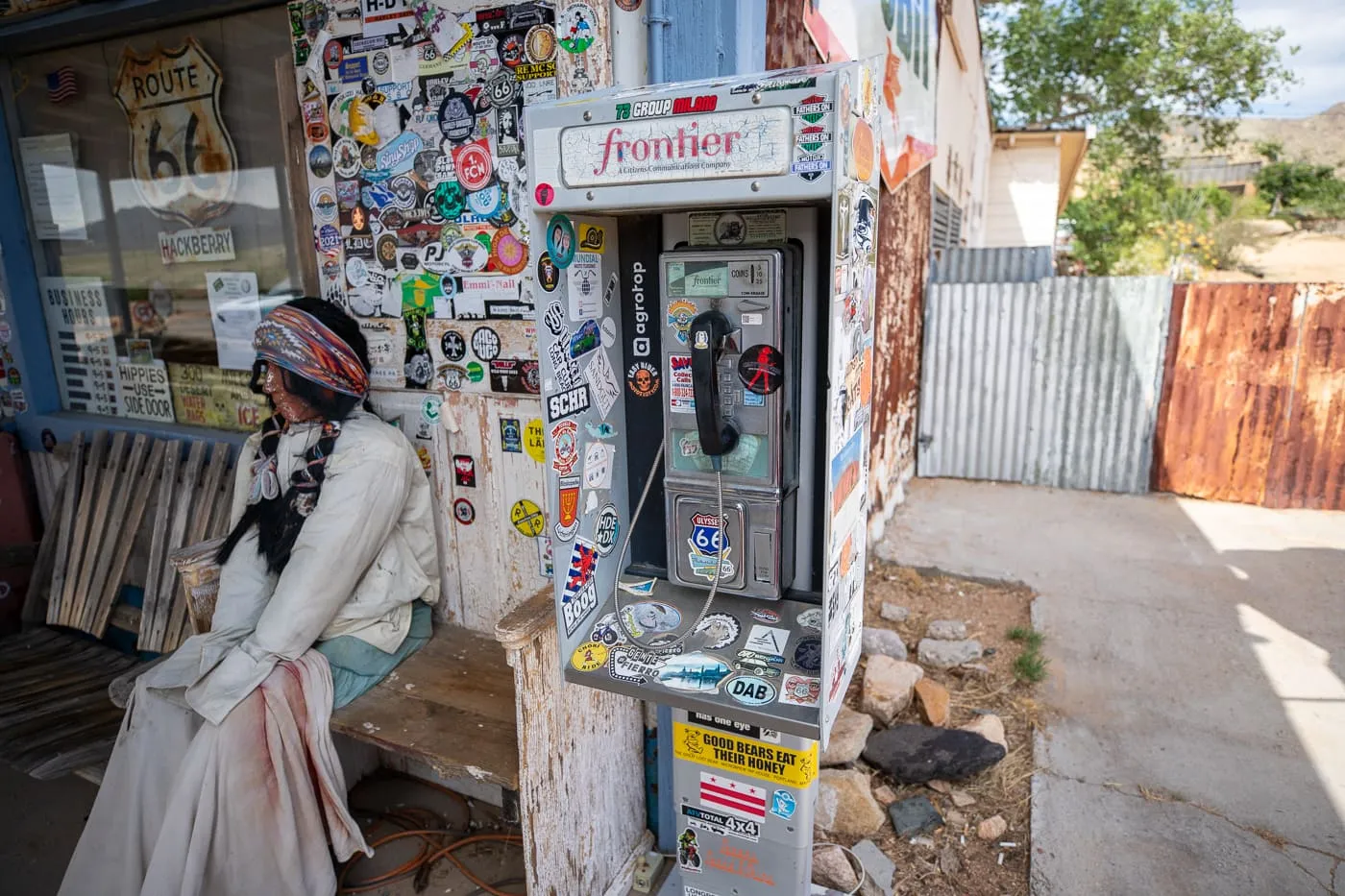 Payphone at Hackberry General Store in Kingman, Arizona Route 66 Roadside Attraction and Souvenir Shop