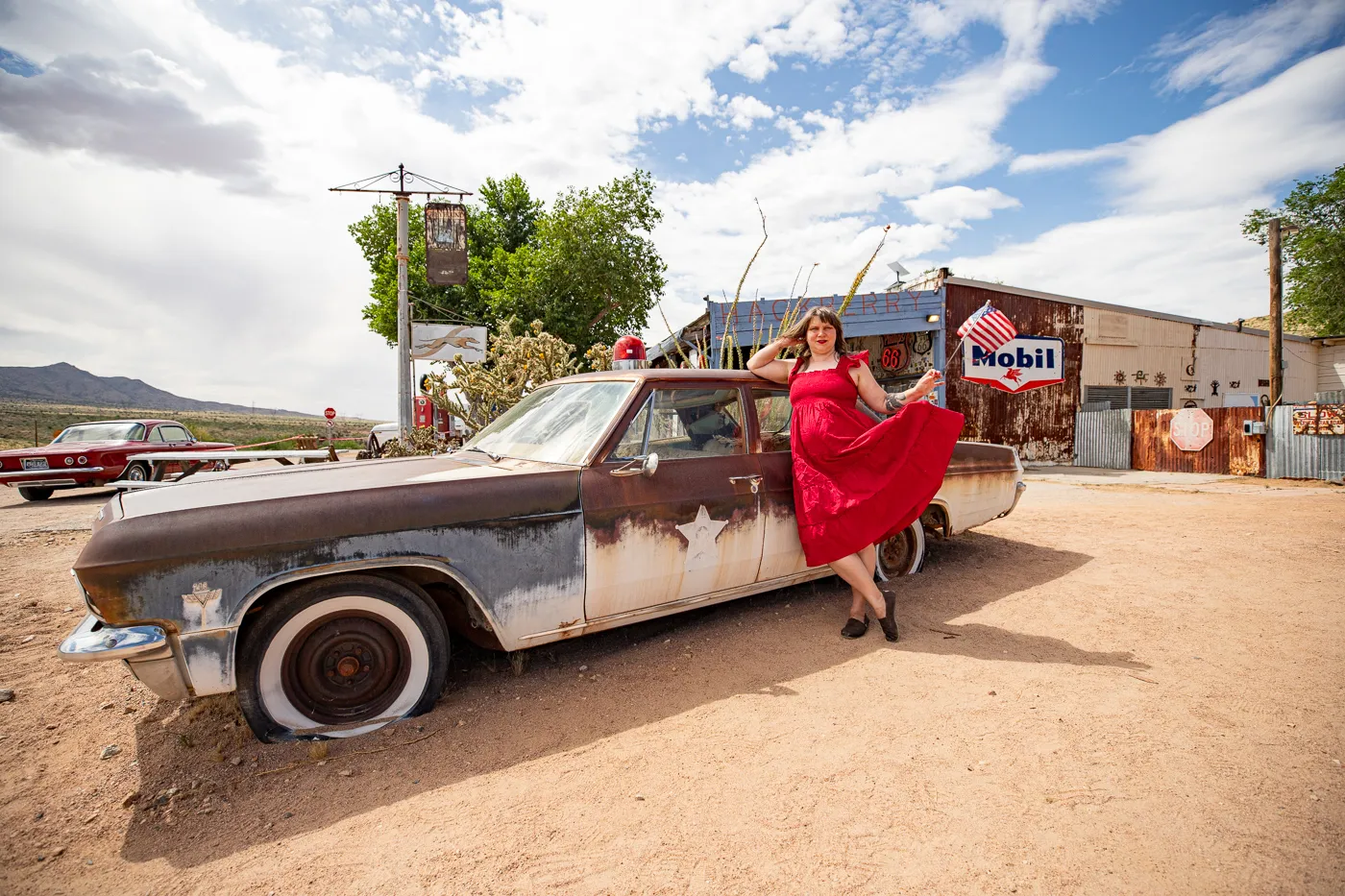 Vintage cars at Hackberry General Store in Kingman, Arizona Route 66 Roadside Attraction and Souvenir Shop