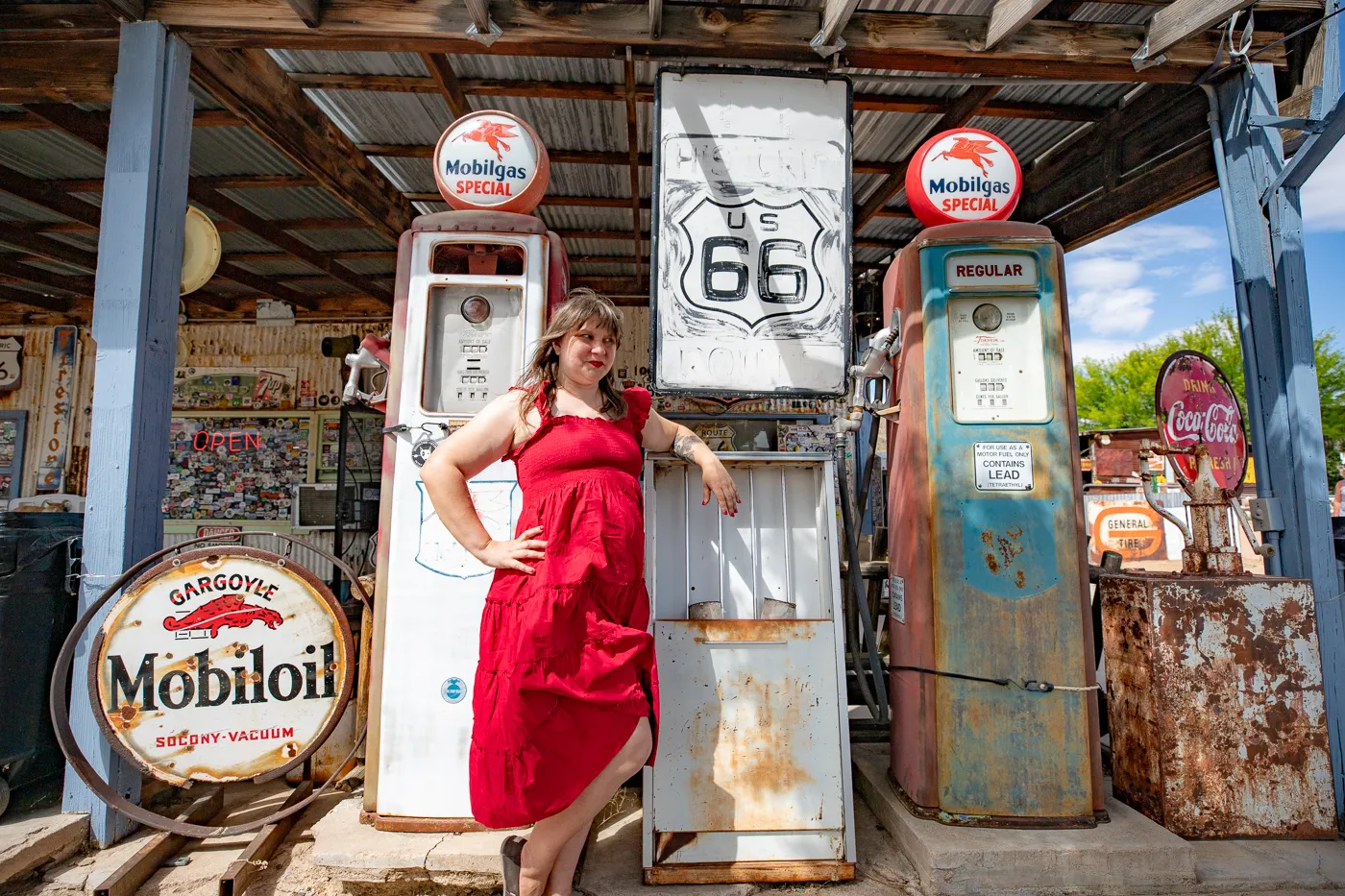 Vintage Gas pumps at Hackberry General Store in Kingman, Arizona Route 66 Roadside Attraction and Souvenir Shop