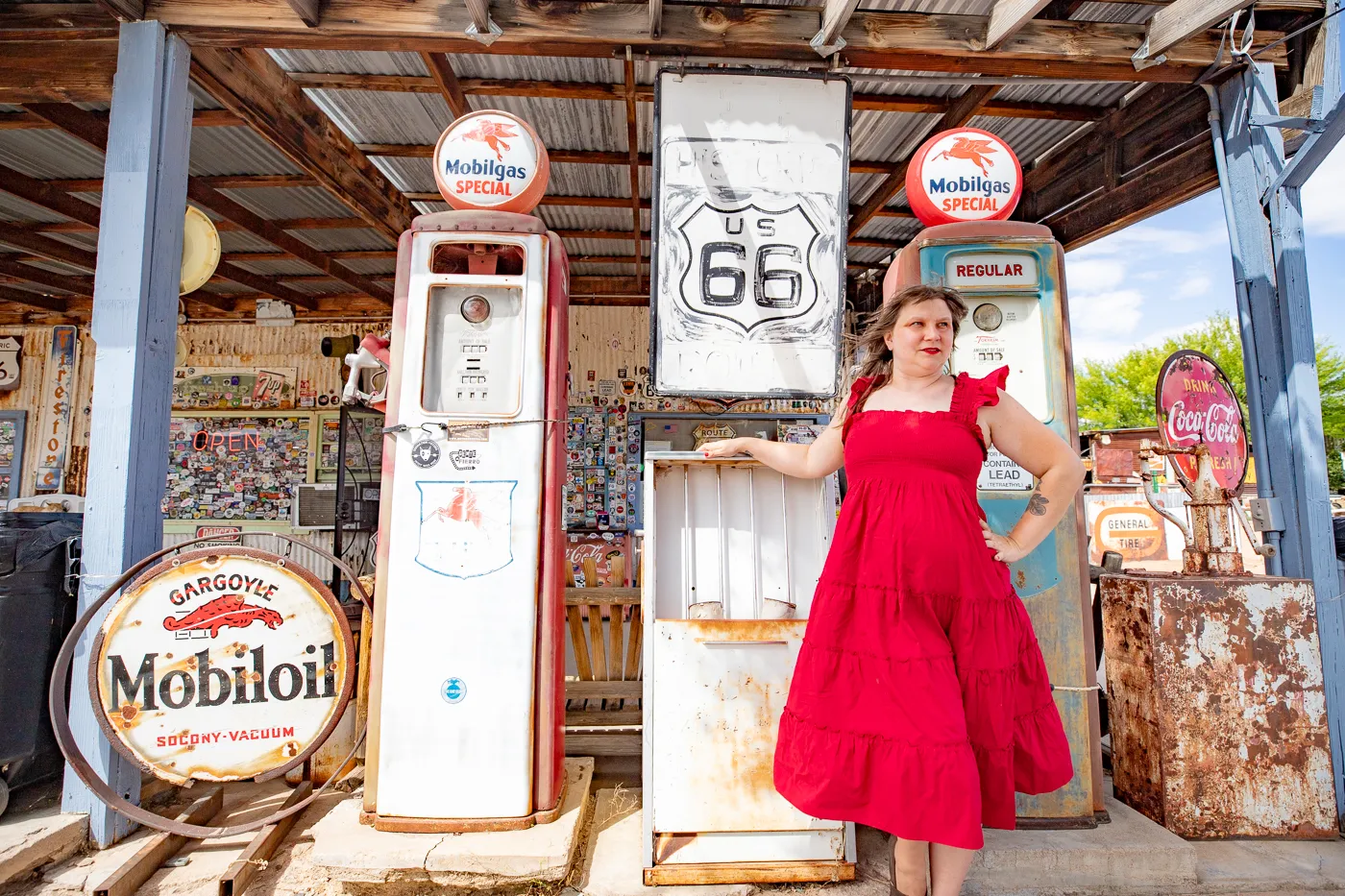 Vintage Gas pumps at Hackberry General Store in Kingman, Arizona Route 66 Roadside Attraction and Souvenir Shop