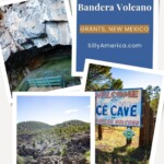 Explore New Mexico’s Land of Fire and Ice at the Ice Cave and Bandera Volcano in Grants, New Mexico. It's a must-see attraction for your Route 66 itinerary. The Ice Cave and Bandera Volcano is dubbed "The Land of Fire and Ice" for a reason. The attraction features, at least in theory, two geographic phenomena that are stark opposites: a volcano and an ice cave. Visit on your Route 66 road trip! #Route66 #Route66RoadTrip #Route66RoadsideAttraction #RoadTrip #RoadsideAttraction