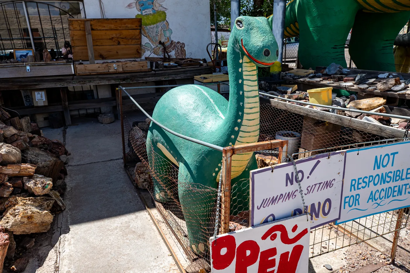 Rainbow Rock Shop Dinosaurs in Holbrook, Arizona Route 66 Roadside Attraction