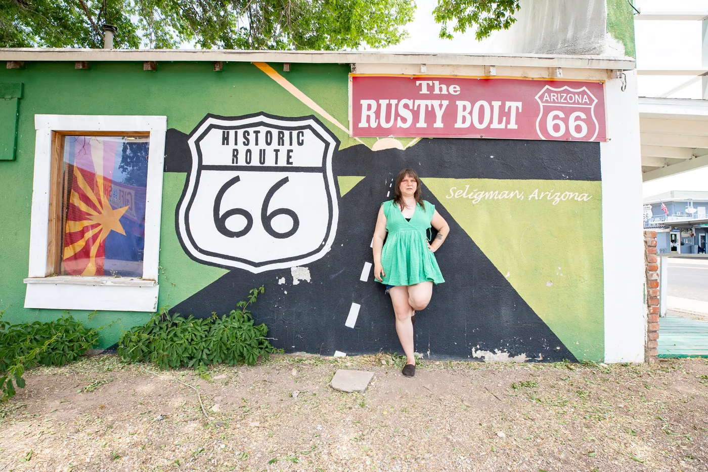 Route 66 Mural at The Rusty Bolt in Seligman, Arizona Route 66 Roadside Attraction and Gift Shop