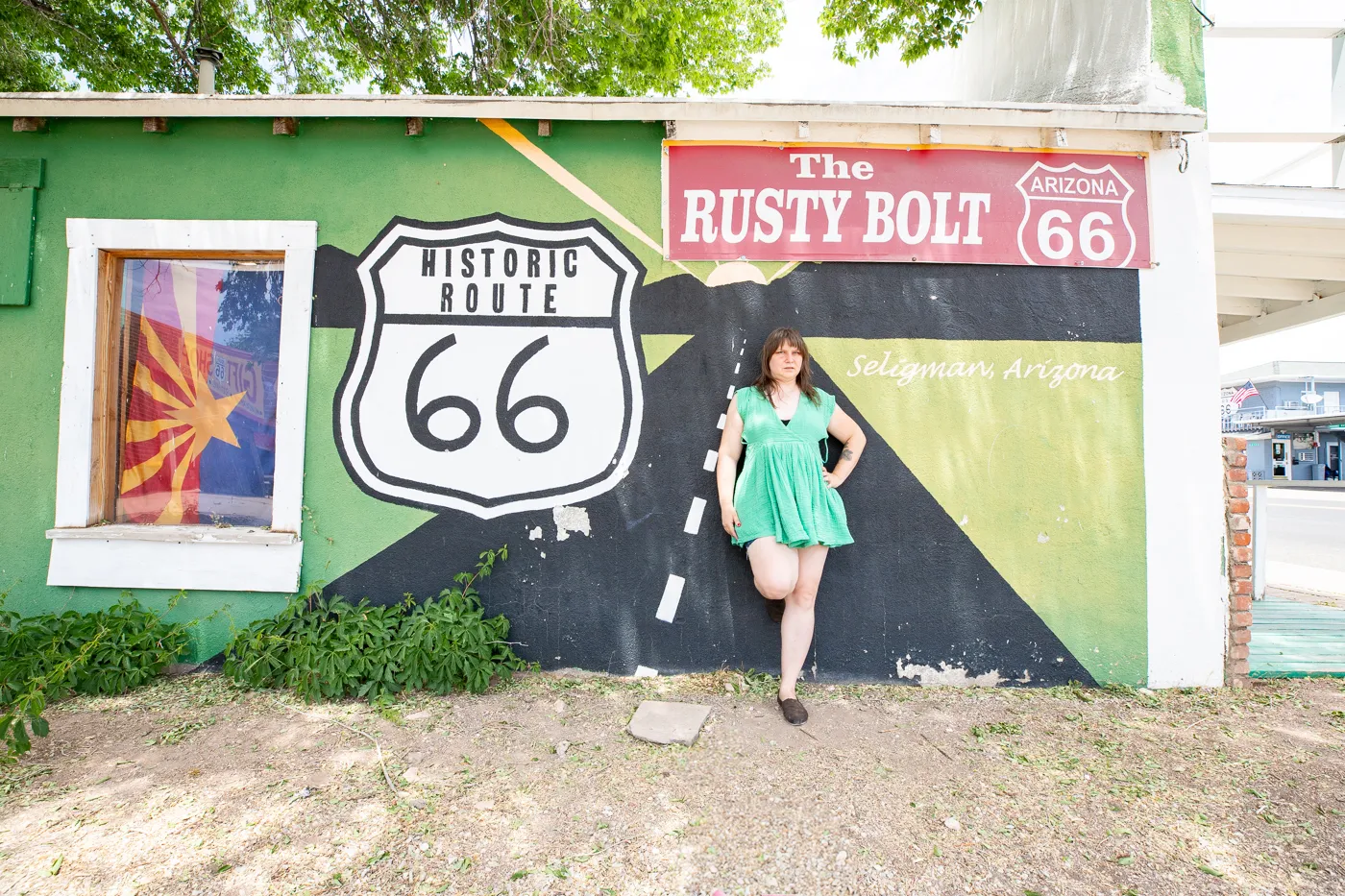 Route 66 Mural at The Rusty Bolt in Seligman, Arizona Route 66 Roadside Attraction and Gift Shop