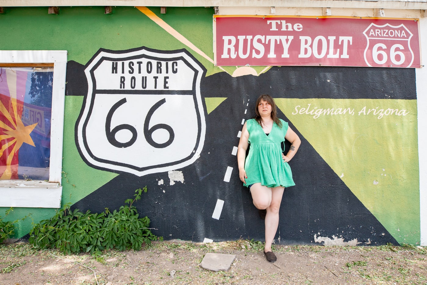 Route 66 Mural at The Rusty Bolt in Seligman, Arizona Route 66 Roadside Attraction and Gift Shop