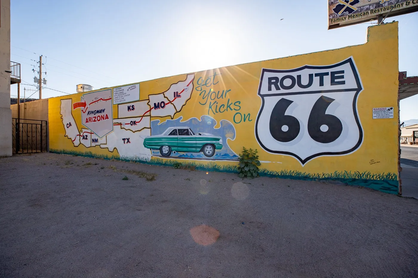 Yellow Route 66 Mural in Kingman, Arizona