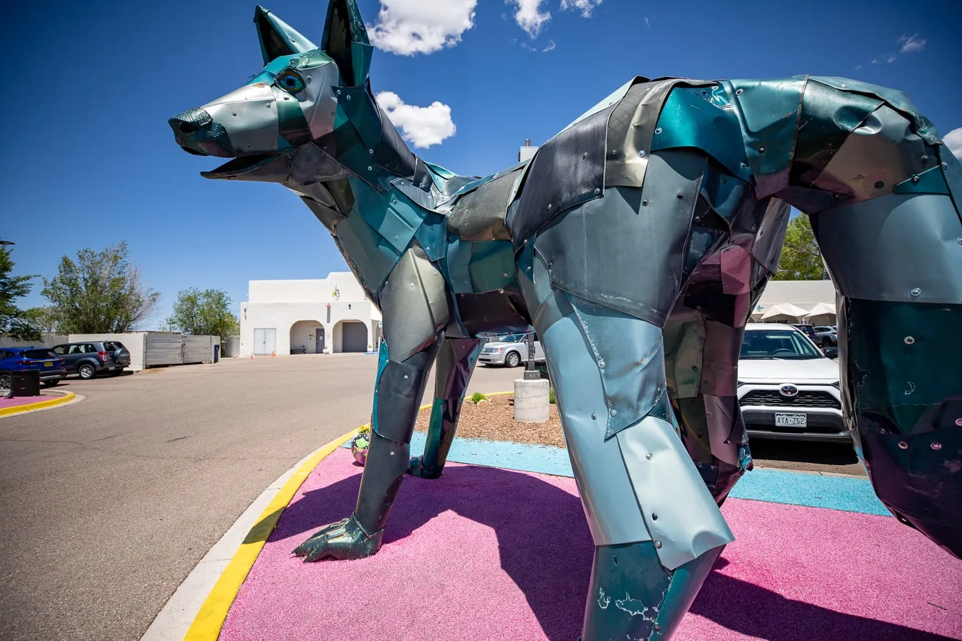 Green Coyote Giant Coyote Statue at Meow Wolf in Santa Fe New Mexico