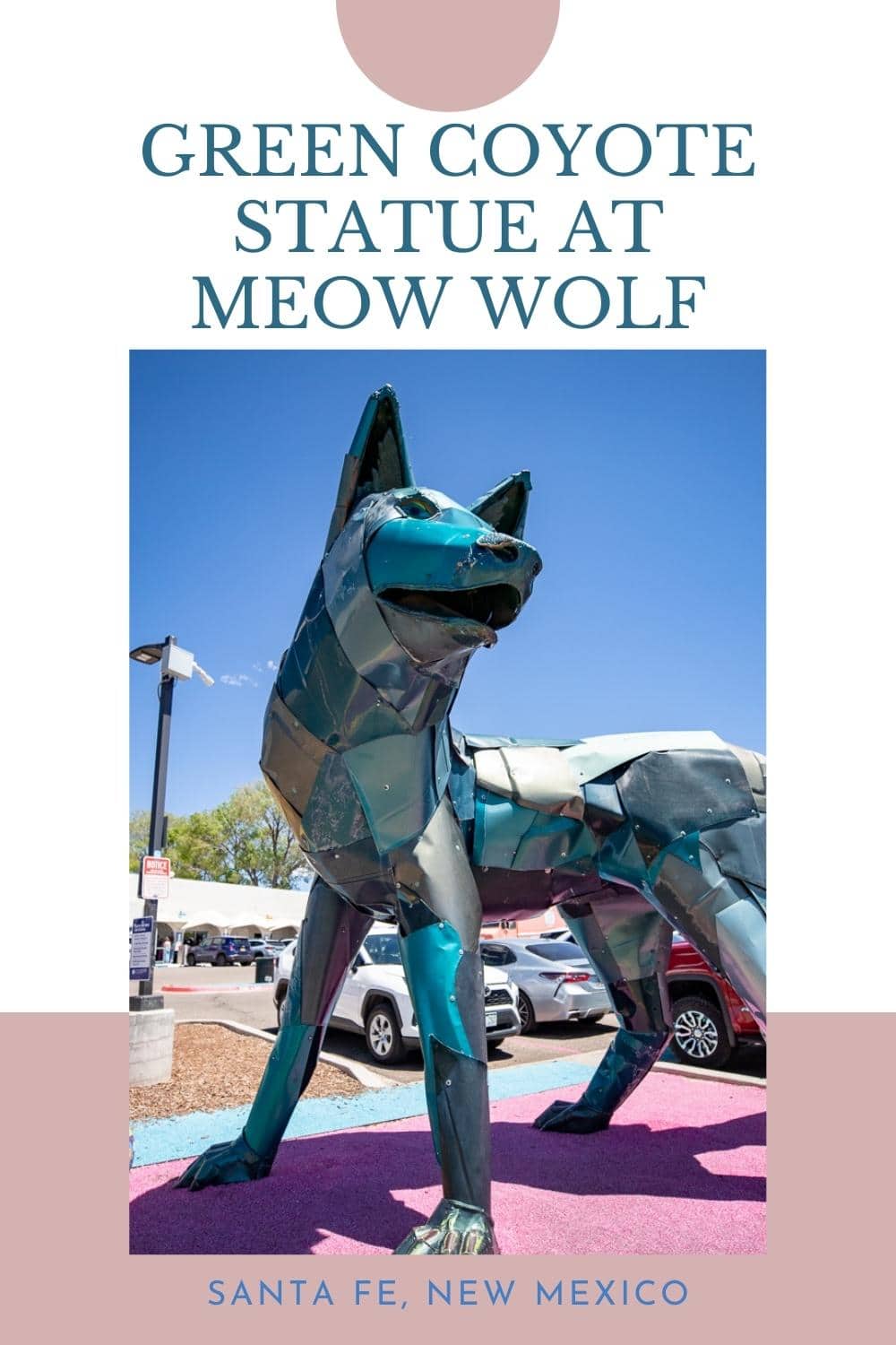 This roadside attraction is pretty wild. Find the giant Green Coyote statue in front of Meow Wolf in Santa Fe, New Mexico. The giant coyote sculpture is officially titled "Green Coyote" and was created by artist Don Kennell. It was originally, temporarily, erected at Railyard Park’s picnic circle in Santa Fe before finding a permanent home outside of Meow Wolf’s House of Eternal Return in Santa Fe, New Mexico. #MeowWolf #RoadsideAttraction #RoadsideAttractions #NewMexicoRoadsideAttraction