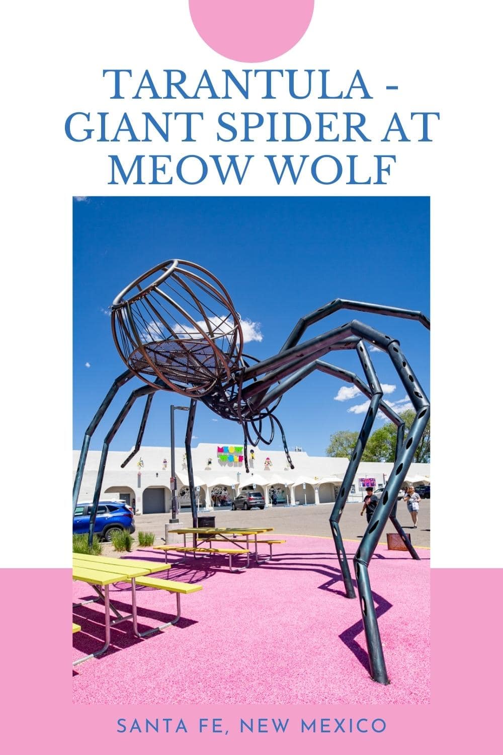 This roadside attraction is one of the best on the web. Find TaranTula, the giant spider sculpture in front of Meow Wolf in Santa Fe, New Mexico. The giant spider sculpture is officially titled "TaranTula" and was created by artist Christina Sporrong. The statue is 16-feet tall and constructed out of steel. It has a permanent home in the parking lot outside of Meow Wolf’s House of Eternal Return. #MeowWolf #RoadsideAttraction #RoadsideAttractions #NewMexicoRoadsideAttraction