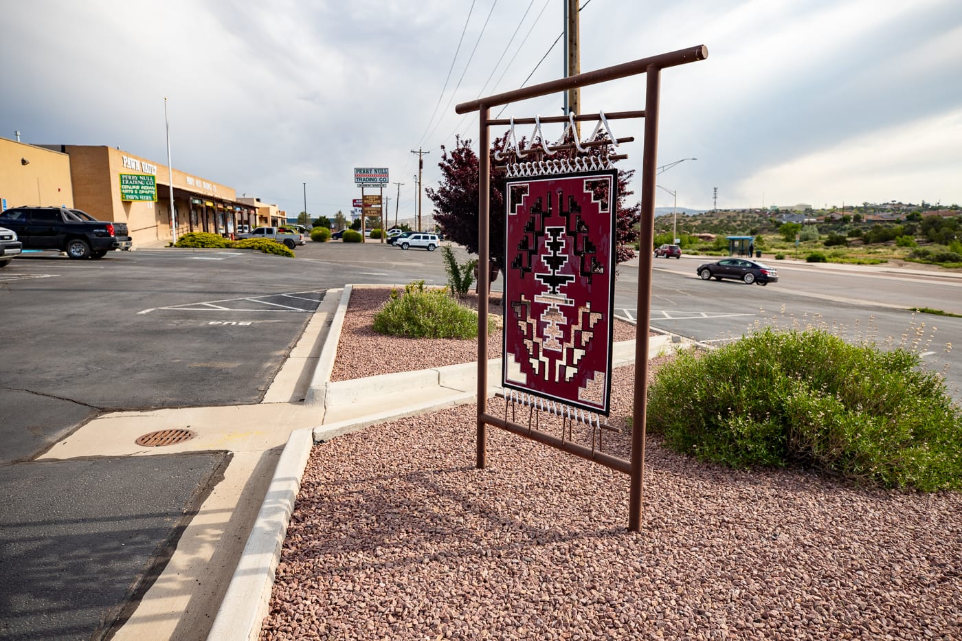 Metal Rug Sculpture at Perry Null Trading Company in Gallup, New Mexico