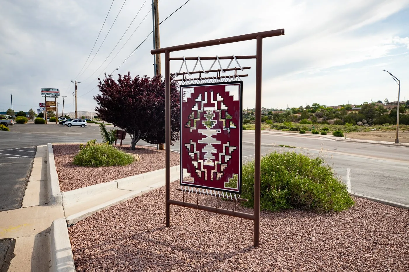 Metal Rug Sculpture at Perry Null Trading Company in Gallup, New Mexico