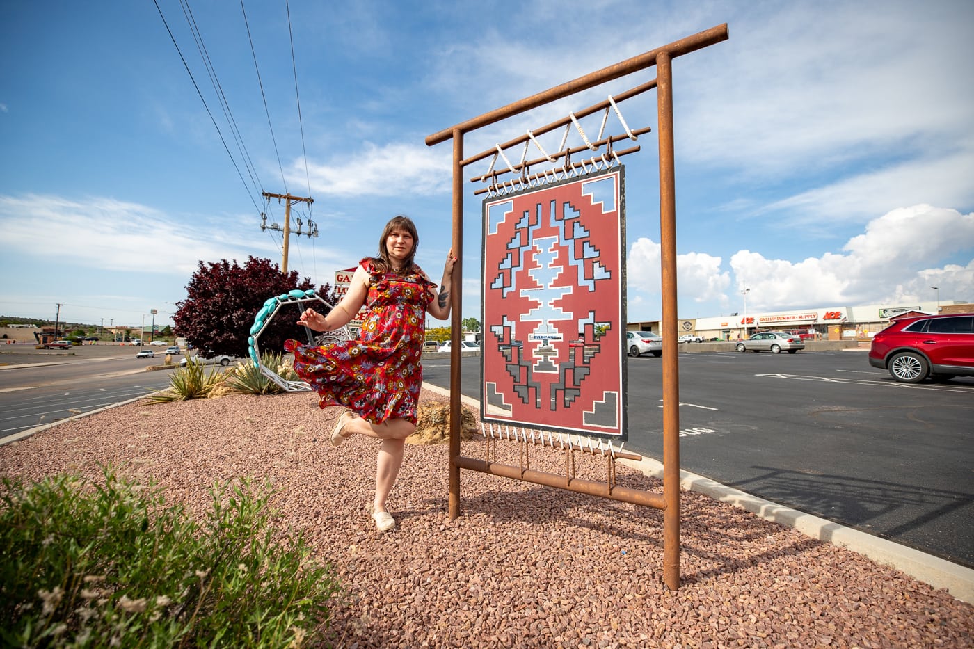 Metal Rug Sculpture at Perry Null Trading Company in Gallup, New Mexico