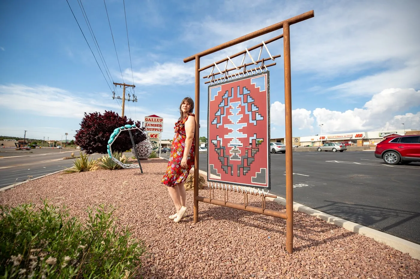 Metal Rug Sculpture at Perry Null Trading Company in Gallup, New Mexico