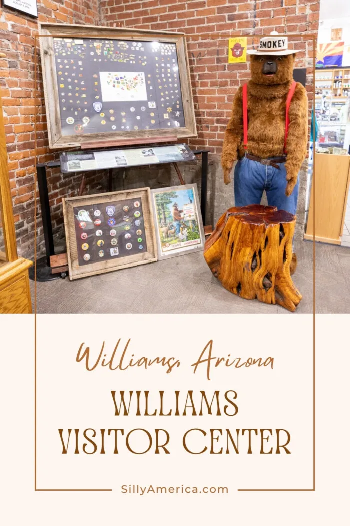 Williams, Arizona is known as the Gateway to the Grand Canyon. It's an important hub where Route 66 road trippers, Grand Canyon vacationers, and Kaibab National Forest visitors converge. As such, the Williams Visitor Center is a must-stop for anyone who wants more information on the area, needs help planning their adventure, or just needs a bathroom break. Visit this Route 66 attraction on your Arizona road trip! #Route66 #Route66RoadTrip #TouristAttraction #ArizonaRoadTrip #Arizona