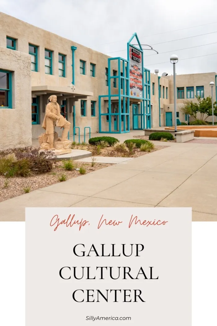Housed in the historic Santa Fe Depot, the Gallup Cultural Center in Gallup, New Mexico offers programming, exhibits, and arts that celebrate Gallup's history and Native American cultures. Explore the Storyteller Museum with displays dedicated to Navajo Code Talkers, southwestern art treasures, Route 66, and the Fred Harvey Girls. Find artwork, artifacts, sand paintings, photographs, and more that explore these topics close to the area. #Route66 #Route66RoadTrip #GallupNewMexico #NewMexico
