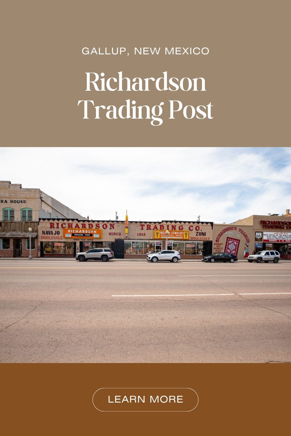 You can find many trading posts across New Mexico Route 66. But one of the oldest, and most well known, is Richardson Trading Post in Gallup, New Mexico. Located right on the main street of historic Route 66, Richardson Trading Post opened in 1913, predating the Mother Road by more than a decade. The trading post and pawn shop hosts an impressive selection of Native American Arts, Navajo rugs, turquoise jewelry, and other wares. #Route66 #Route66RoadTrip #GallupNewMexico #NewMexico