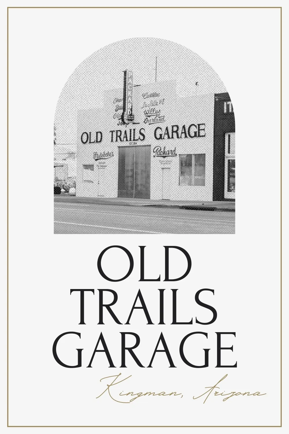 The Old Trails Garage in Kingman, Arizona has stood in this location since 1915. It was built by J.W. Thompson for M.G. Wagner who originally had operated the business on South Front Street (now Topeka Street). Prior to the expanse of Route 66, Old Trails Garage sat on National Old Trails Road and provided service and repairs for the vehicles that traveled through. Visit this refurbished roadside attraction on your Route 66 road trip. #Route66 #Route66RoadTrip #Arizona #ArizonaRoadTrip
