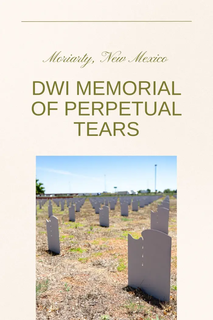 The DWI Memorial of Perpetual Tears in Moriarty, New Mexico, along Route 66, is a moving tribute to victims of drunk and impaired driving. Featuring a mock federal cemetery with white headstones representing recent DWI fatalities, it’s a solemn reminder of the impact of driving under the influence. Stop by the Visitors' Center and reflect on this important message.