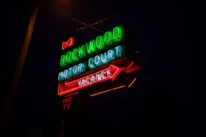 Neon Sign at Rockwood Motor Court in Springfield, Missouri Route 66 motel