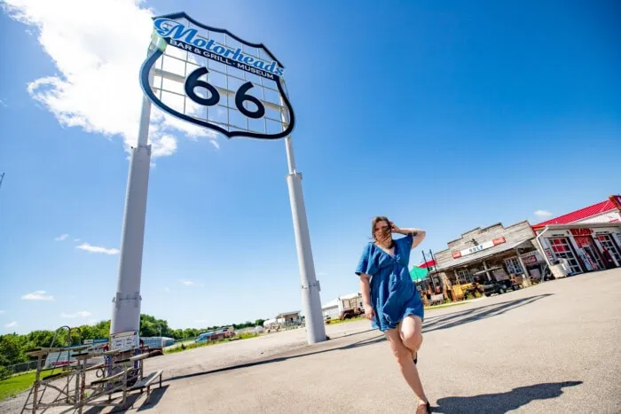 World's Largest Route 66 Sign at Route 66 Motorheads Bar and Grill & Museum in Springfield, Illinois