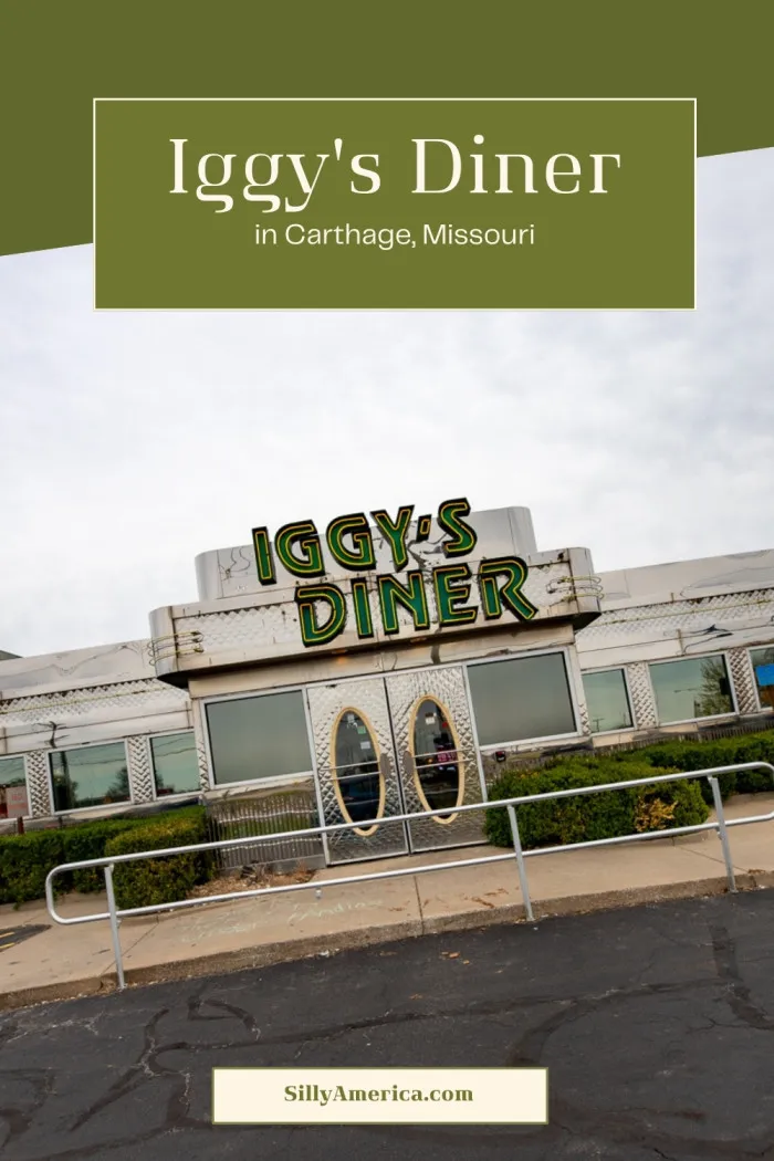 Iggy’s Diner in Carthage, Missouri promises a family-friendly atmosphere, good food, and friendly service in a retro locale on Route 66. Pull into the parking and admire the stainless steel facade right out of Happy Days. The inside has record albums and odes to Elvis, Marilyn Monroe, and James Dean across the walls. Open for breakfast, lunch, and dinner, pull up to a formica table and order from their menu of classic fare. #Route66 #ROute66RoadTrip #Missouri #MissouriRoadTrip #RoadTrip