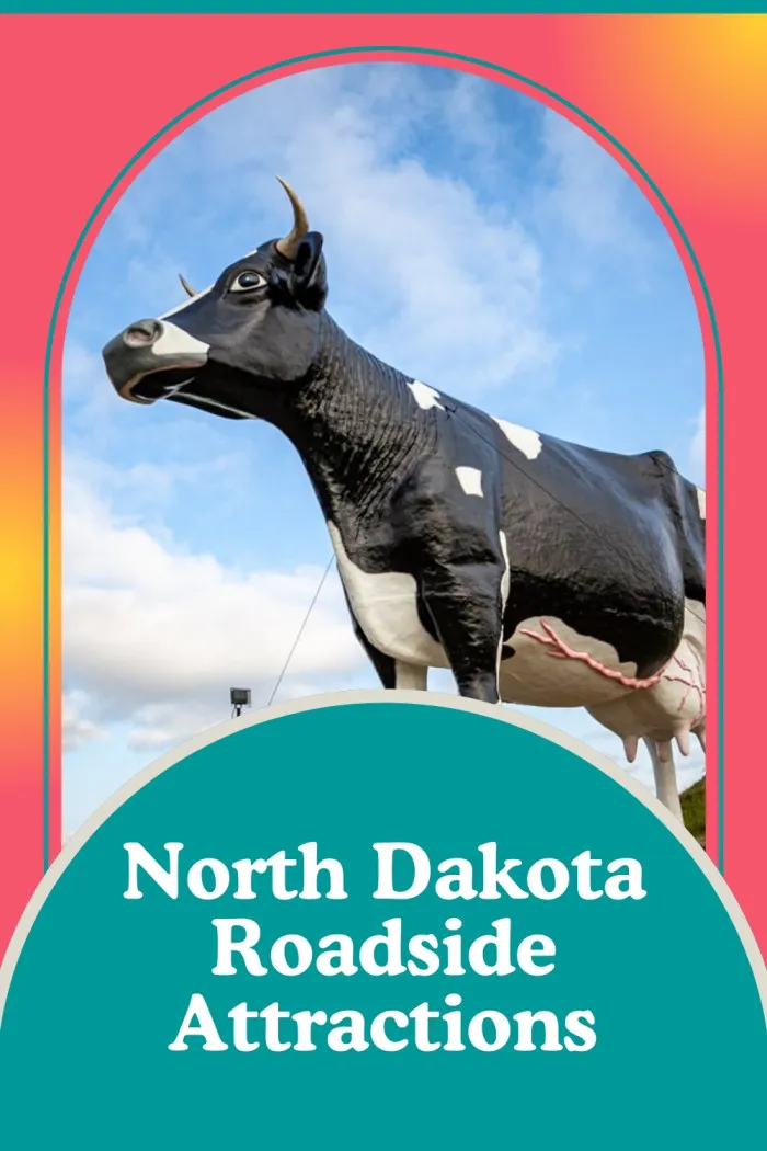 Get ready for roadside fun in North Dakota! Marvel at Salem Sue, the World’s Largest Holstein Cow, and stand in awe of the World’s Largest Buffalo Monument. Cruise the Enchanted Highway, where giant sculptures turn a simple drive into a whimsical adventure. Don’t miss Tommy the Turtle, the snowmobile-riding icon of Bottineau. North Dakota’s roadside attractions are big, bold, and utterly unforgettable! Plan your trip to see these quirky and colossal sights today. #RoadsideAttractions