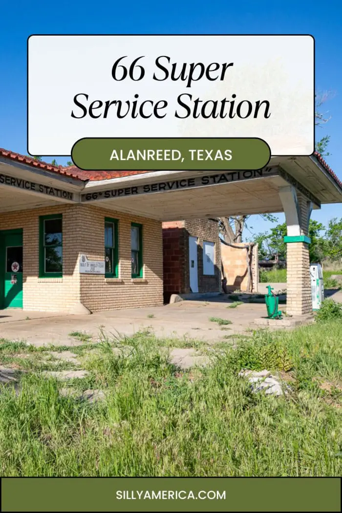 The 66 Super Service Station in Alanreed, Texas, is a must-see stop along Route 66. Built in 1930, this historic gas station once served travelers headed toward the infamous Jericho Gap. With vintage pumps, a Spanish-style roof, and original service bays, it’s a fascinating look at roadside history. Now undergoing restoration, it offers a unique glimpse into the past for anyone road-tripping the Mother Road. Stop by and see this Texas Route 66 landmark! #RoadsideAttraction #Route66