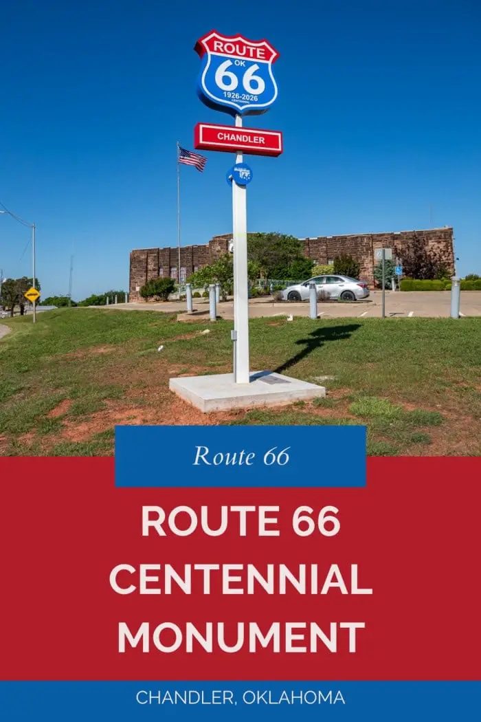 Stop for a photo with the 16-foot-tall Route 66 Centennial Monument in Chandler, Oklahoma! This towering LED-lit sign celebrates 100 years of America’s most iconic highway with a glowing double-sided shield marked “1926–2026.” Installed across the route, each monument includes a QR code linking to local history and attractions. The Chandler sign stands proudly at the Route 66 Interpretive Center—don’t miss this shining tribute to the Mother Road! #Route66 #Route66Centennial #RoadsideAttraction
