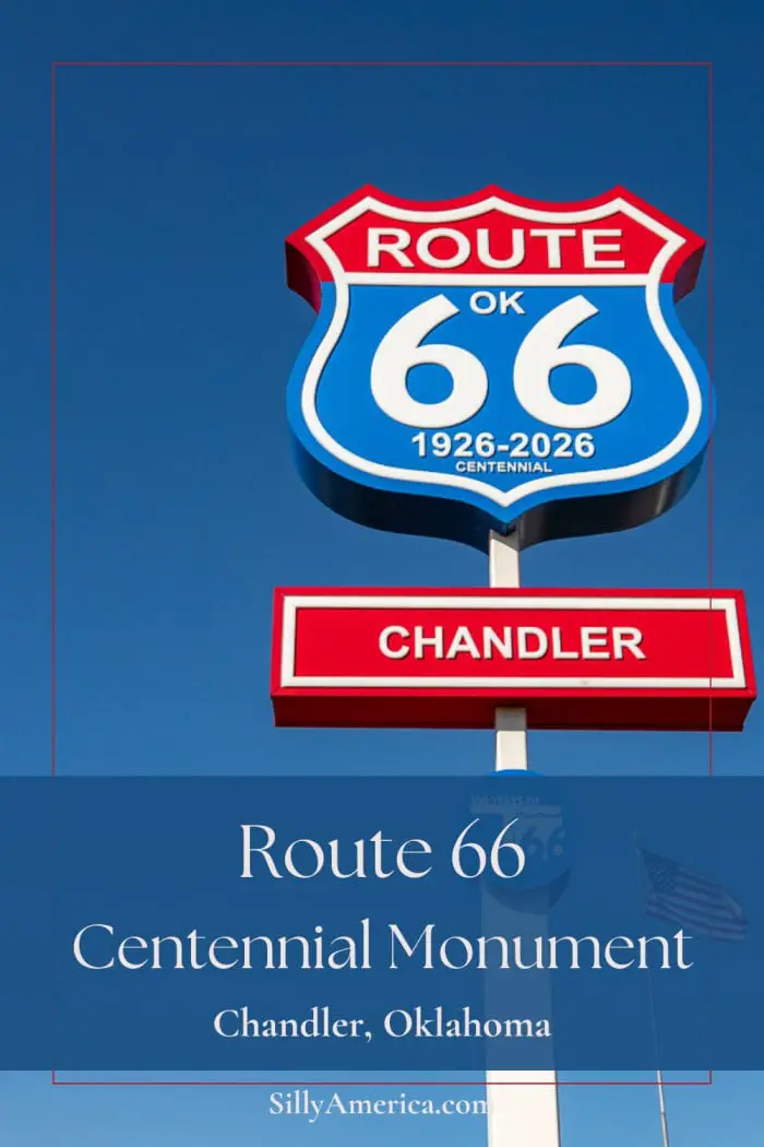Stop for a photo with the 16-foot-tall Route 66 Centennial Monument in Chandler, Oklahoma! This towering LED-lit sign celebrates 100 years of America’s most iconic highway with a glowing double-sided shield marked “1926–2026.” Installed across the route, each monument includes a QR code linking to local history and attractions. The Chandler sign stands proudly at the Route 66 Interpretive Center—don’t miss this shining tribute to the Mother Road! #Route66 #Route66Centennial #RoadsideAttraction