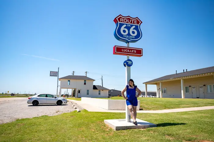 Lucille's Route 66 Centennial Monument in Hydro, Oklahoma